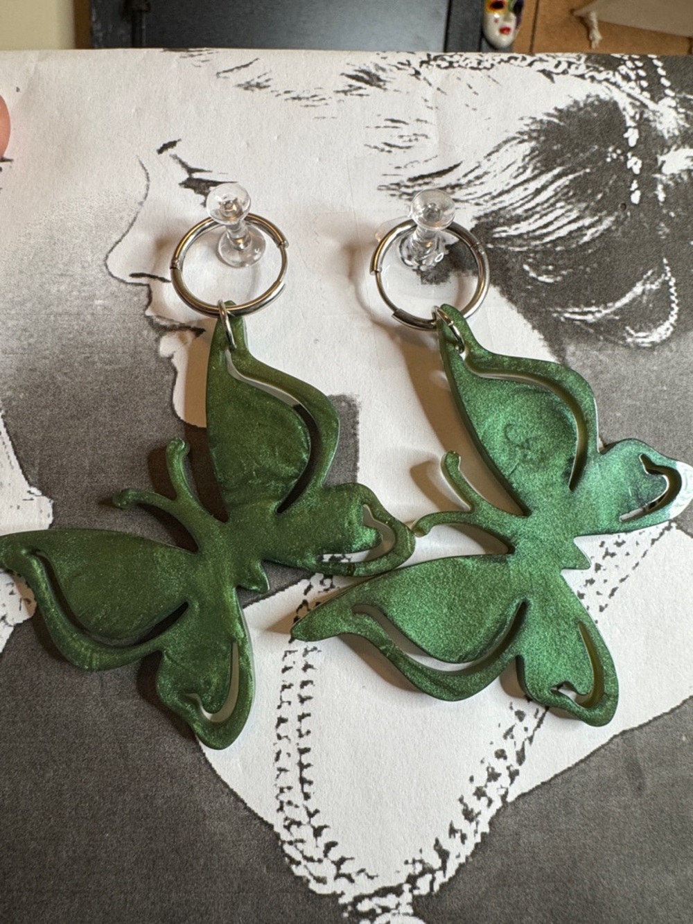 Emerald Green Butterfly Drop Earrings